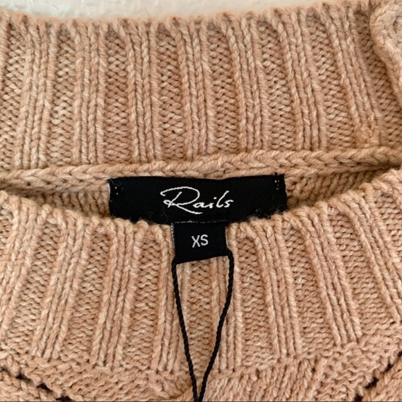 NWT RAILS Francis Sweater Heather Camel Cable & Fringe Sz XS - Picture 6 of 7